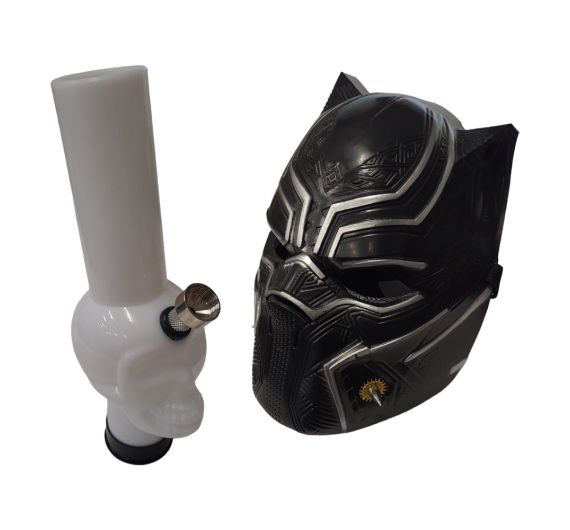 Black Cat Bong white - mit Underground Gas Maske