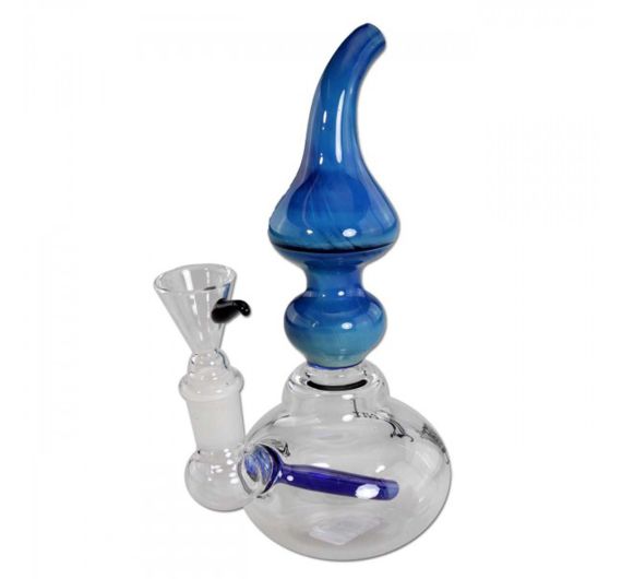 Black Leaf - Glas Bubbler - Blau