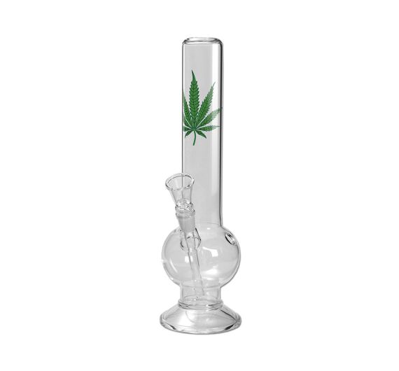 Breit - Glas Bong - Hanfblatt Grün Breit - Glas Bong - Hanfblatt Grün