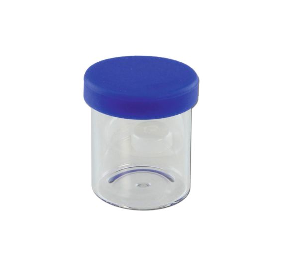 Glasdose klar mit Silikondeckel 20ml Blau