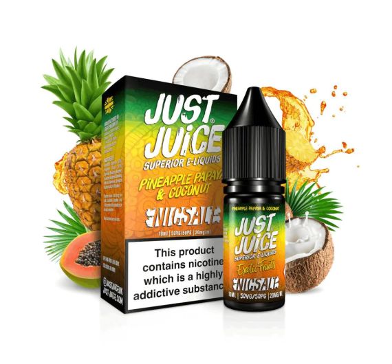 Just Juice - Pineapple, Papaya & Coconut - 10ml Liquid (Nik-Salz) Just Juice - Pineapple, Papaya & Coconut - 10ml Liquid (Nik-Salz)
