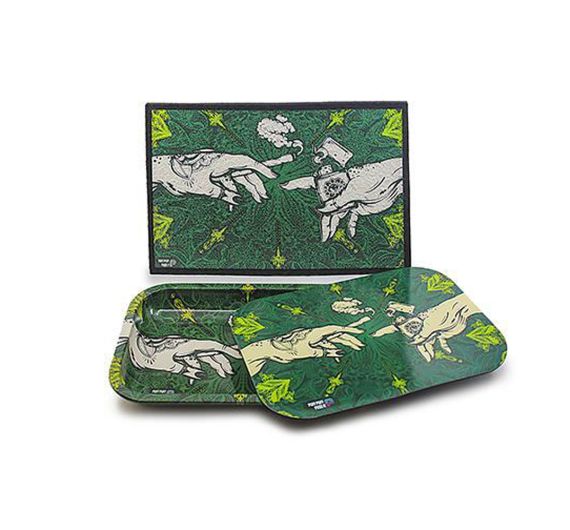 Puff Puff Pass It - Matte und Metalltablett mit Deckel - Grün