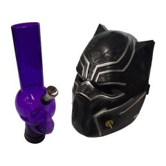 Black Cat Bong violet - mit Underground Gas Maske Black Cat Bong violet - mit Underground Gas Maske