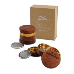 Black Leaf - 4-teilig Alu/Holz THC - Grinder Black Leaf - 4-teilig Alu/Holz THC - Grinder