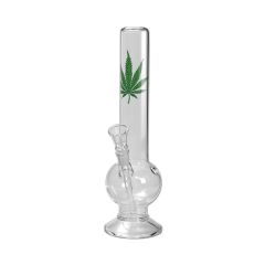 Breit - Glas Bong - Hanfblatt Grün Breit - Glas Bong - Hanfblatt Grün